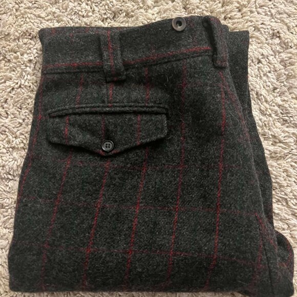 Woolrich Vintage 90s Wool Hunting Pants Trousers Red Plaid Mens 32 - Picture 6 of 12